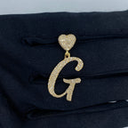 14K Gold Initial G Script Heart Diamond Pendant in yellow gold - close-up product photo