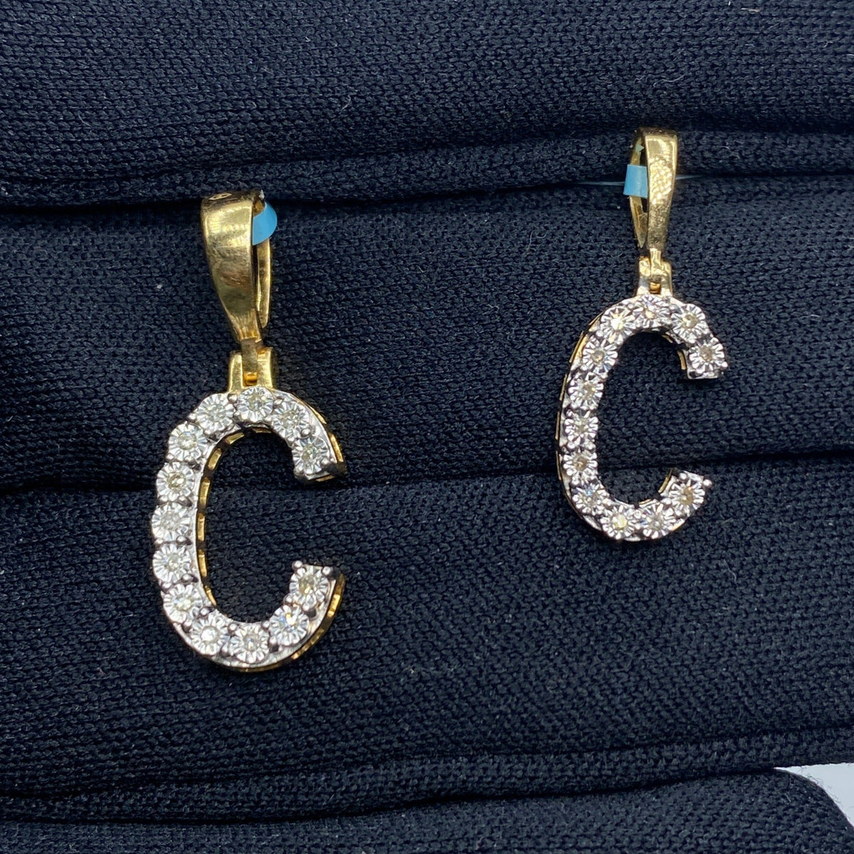 14K Gold Single Stone Initial C Diamond Pendant - main product photo