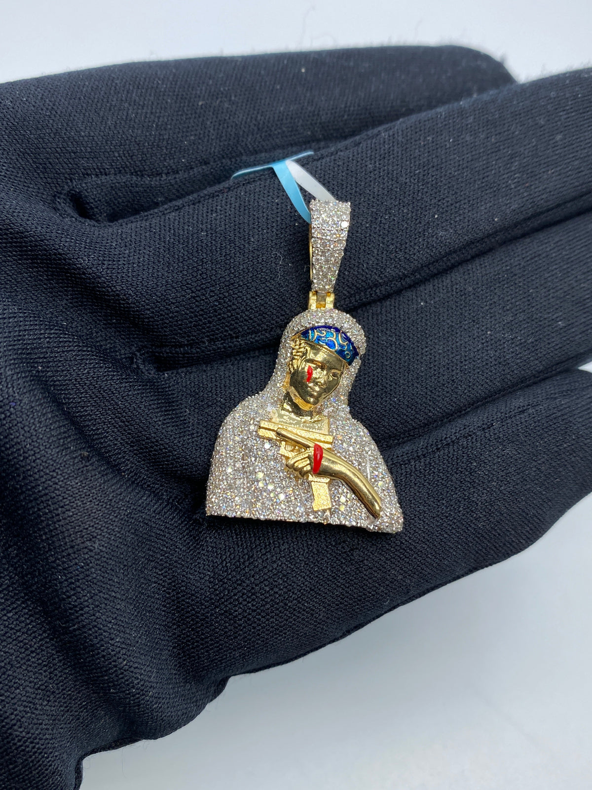 14K Gold Gangster Gun Diamond Pendant - additional product view 5