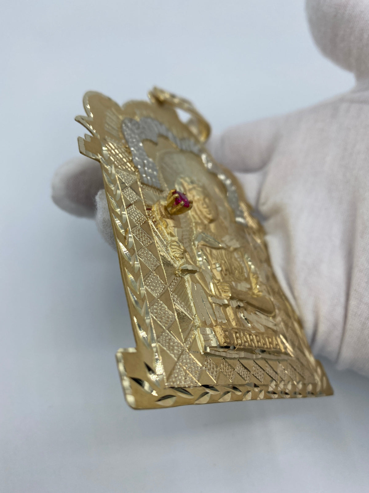 10K Gold Saint Barbara Pendant - 4.5 in - additional product view 4
