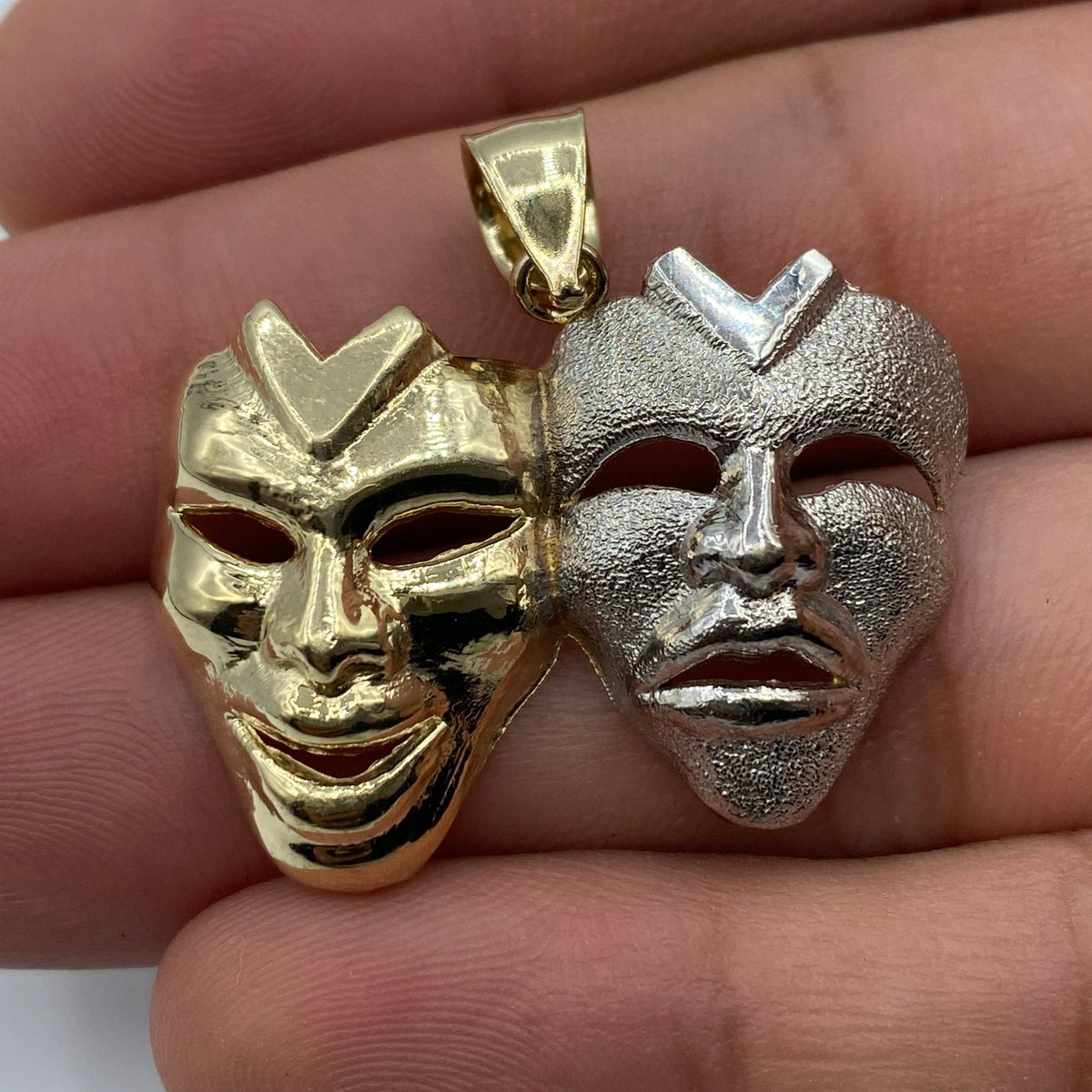 10K Gold Laugh Now Cry Later Pendant 1.4 in - additional product view 6