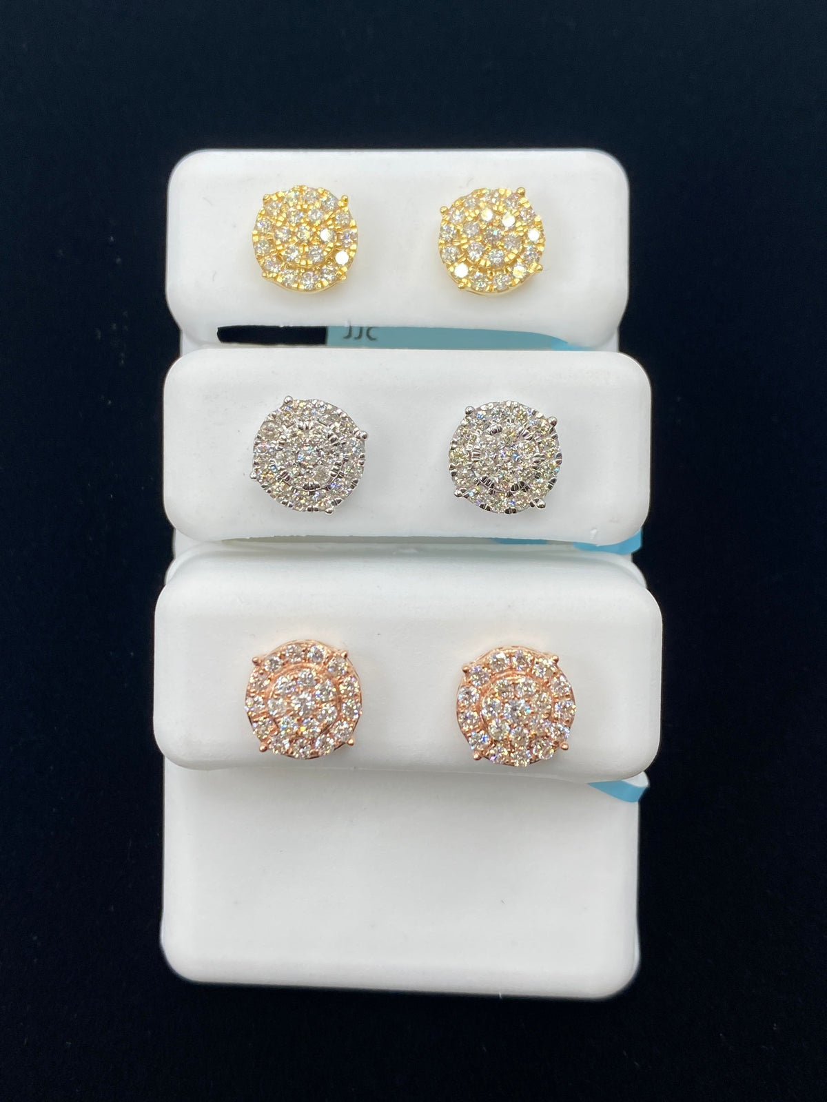 14K Gold Round Diamond Stud Earrings - additional product view 2