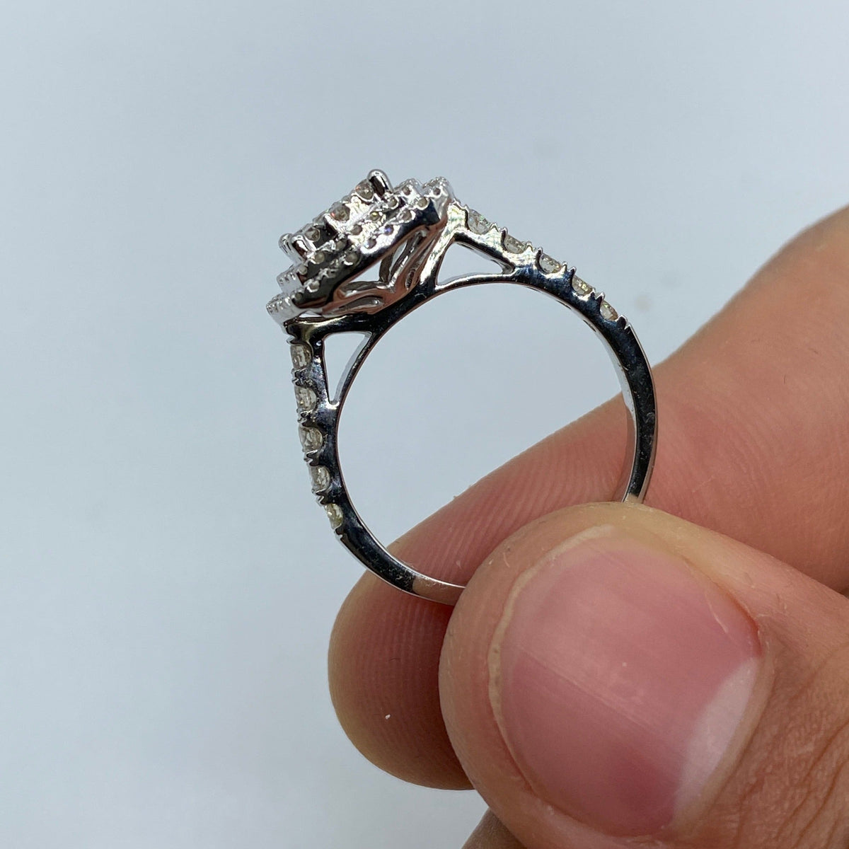 14K Gold Large 3D Square Diamond Engagement Ring - additional product view 7