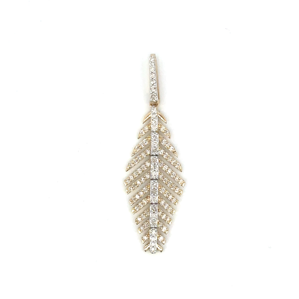14K Gold Leaf Diamond Pendant - additional product view 2