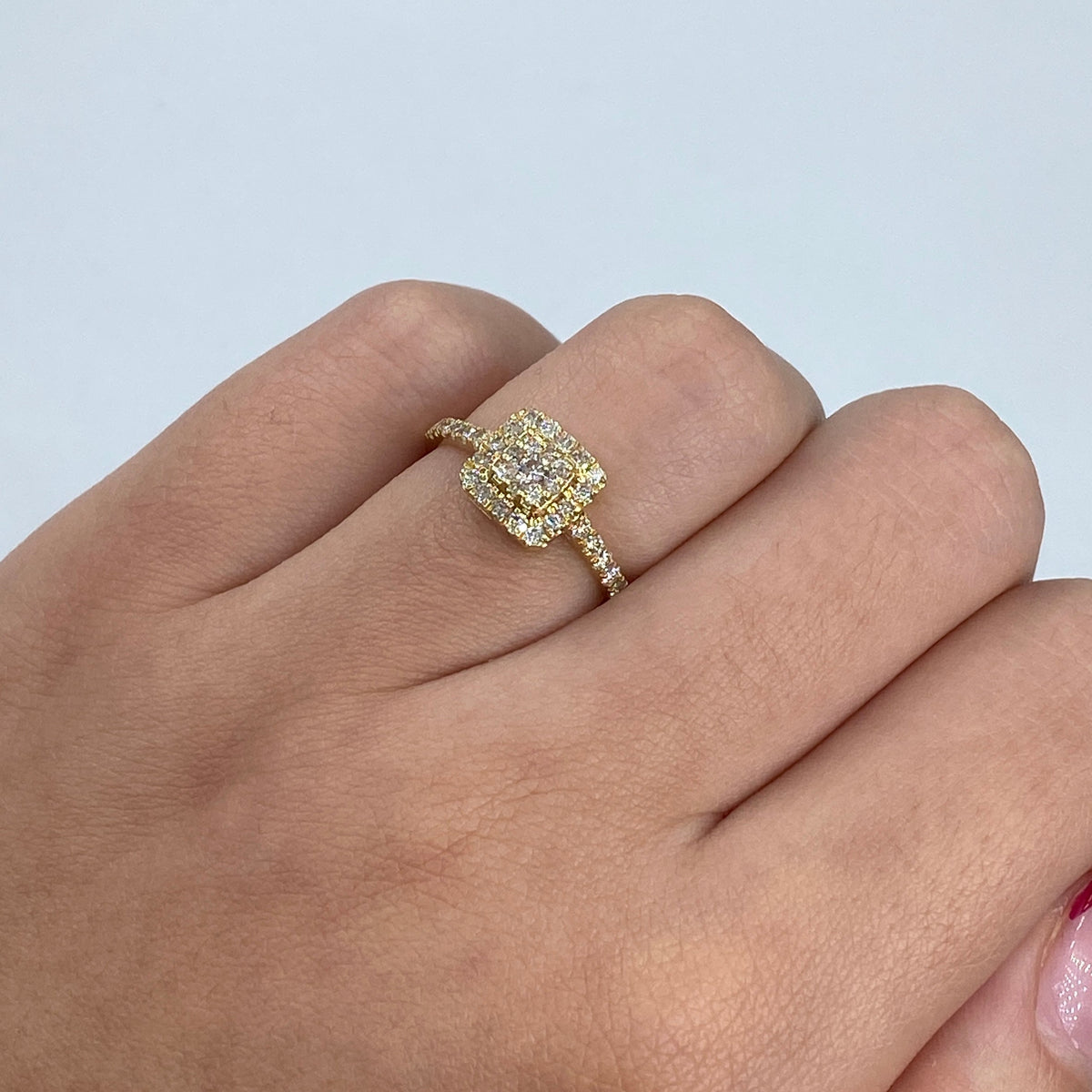 14K Gold Lucia Rounded Square Diamond Engagement Ring in yellow gold - close-up product photo