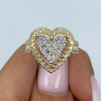 14K Gold Heart Halo Diamond Baguette Ring in yellow gold - close-up product photo