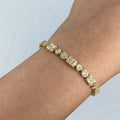 10K Gold 6mm Diamond Baguette Geometric Link Bracelet 8 in in yellow gold - close-up product photo