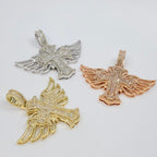 10K Gold Angel Wings Cross Diamond Baguette Pendant - additional product view 8