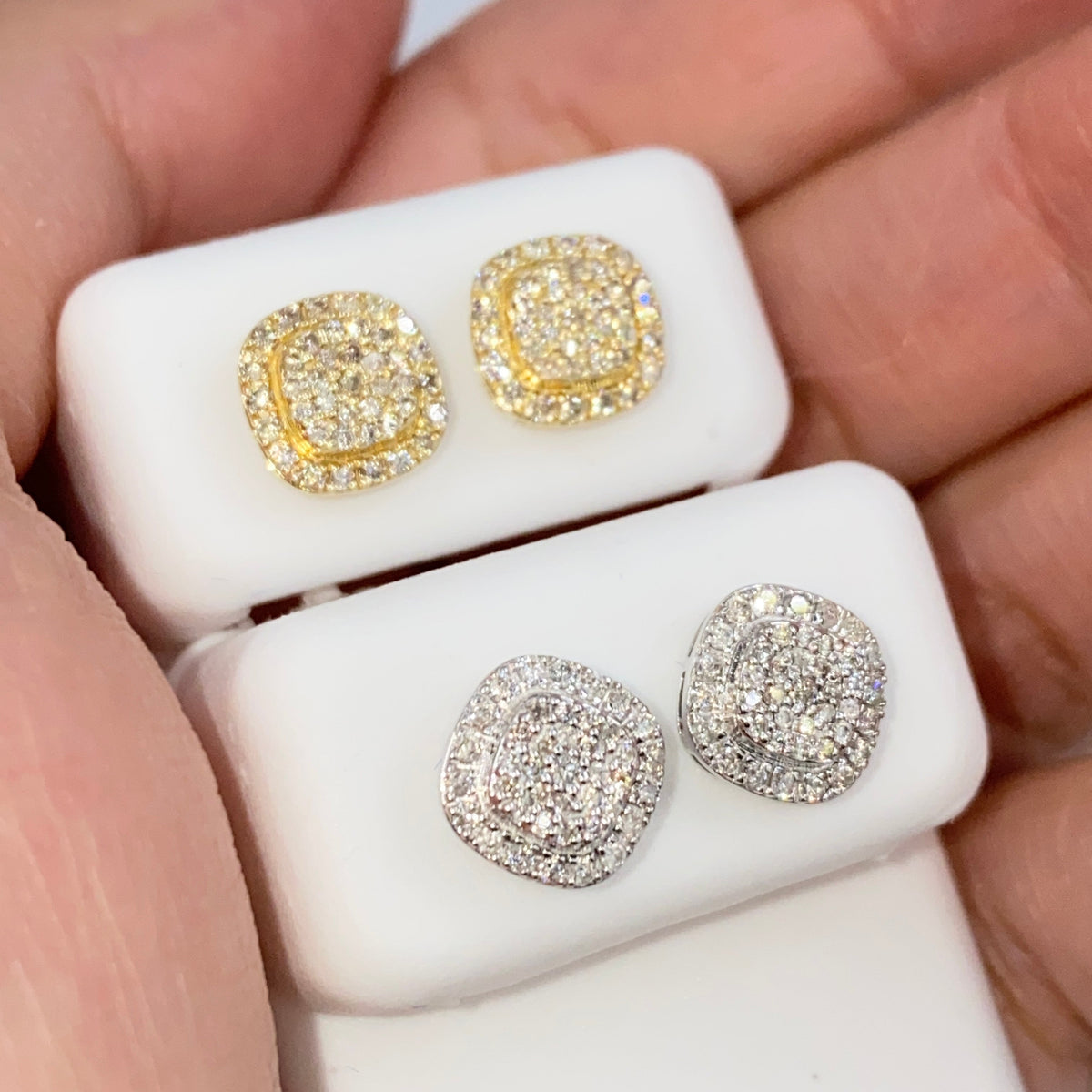 14K Gold 8mm Marcia Rounded Square Diamond Earrings - additional product view 5