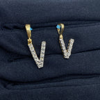 14K Gold Single Stone Initial V Diamond Pendant - main product photo