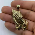 14K Gold Praying Hands Pendant 1.8 in - additional product view 2