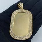 14K Gold Rounded Rectangle Picture Photo CZ Pendant - additional product view 2