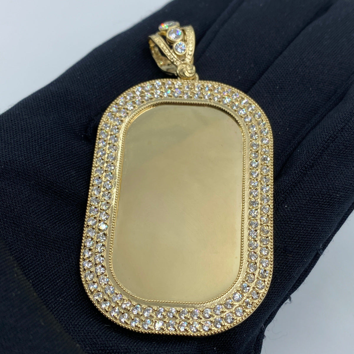 14K Gold Rounded Rectangle Picture Photo CZ Pendant - additional product view 2