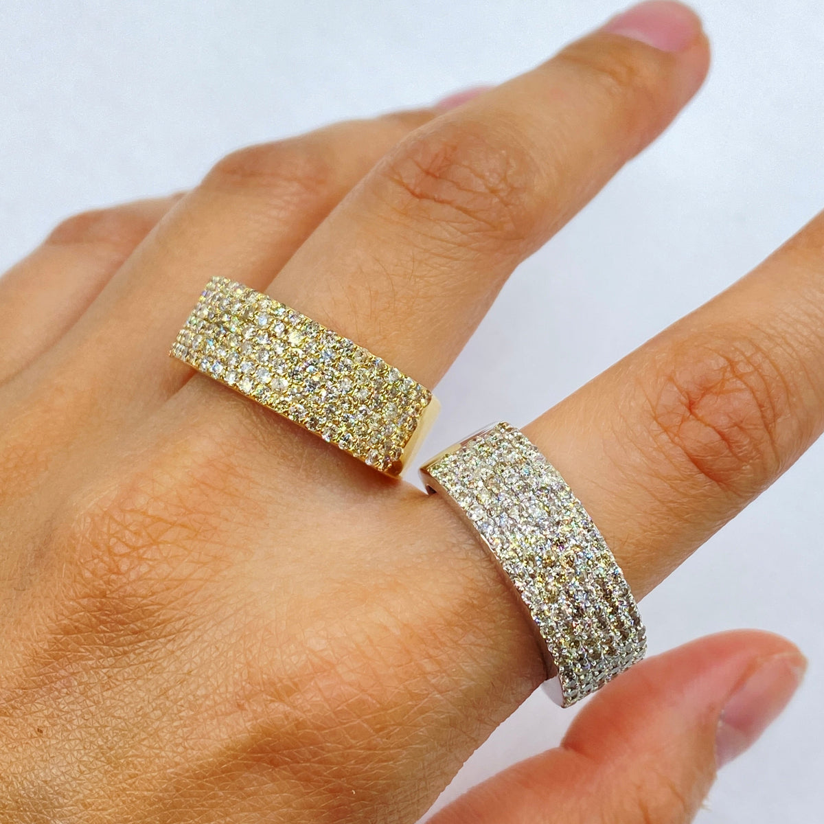 14K Gold Iced Diamond Wedding Stack Ring Band - additional product view 3