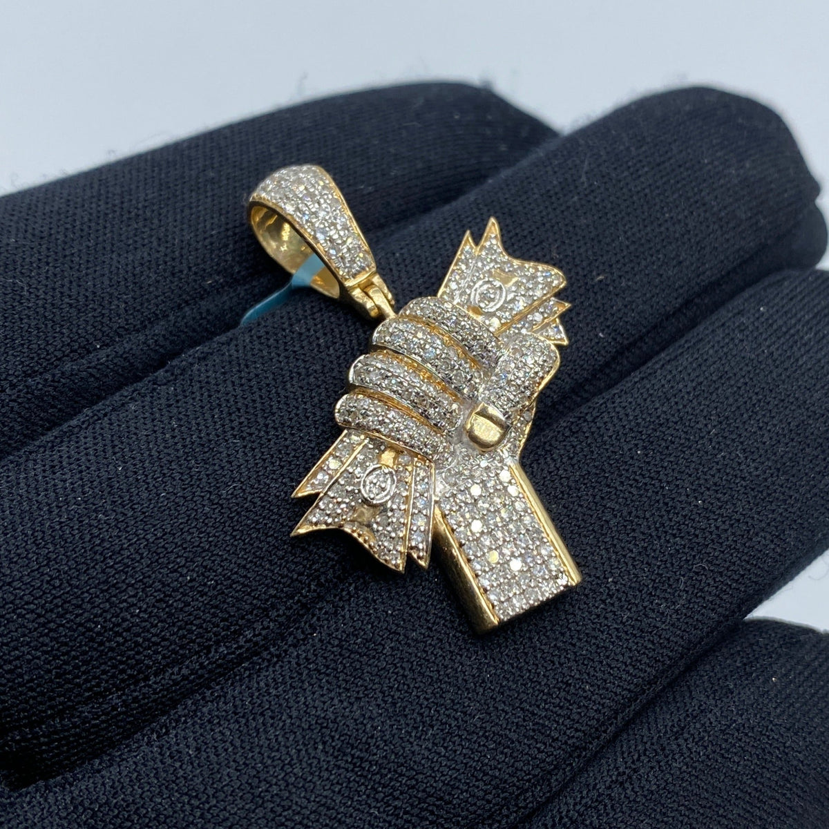 14K Gold Money Hand Diamond Pendant - additional product view 3