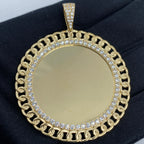 14K Gold Cuban Round Picture Photo CZ Pendant - additional product view 2