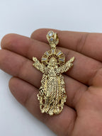 14K Gold Jesus with Halo Pendant 2.25 in - additional product view 6