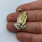 14K Gold Praying Hands Pendant 1.2 in - additional product view 3