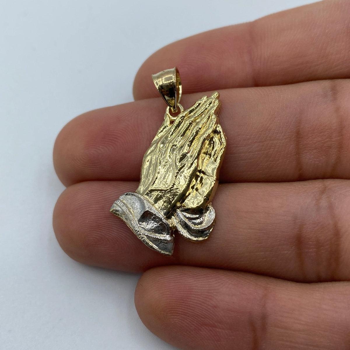 14K Gold Praying Hands Pendant 1.2 in - additional product view 3