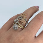 14K Gold Two-Tone Flower Diamond Ring - additional product view 4