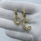 14K Gold Initial C Diamond Baguette Pendant - additional product view 2