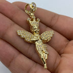 14K Gold Baby Angel with Crown CZ Pendant - additional product view 6