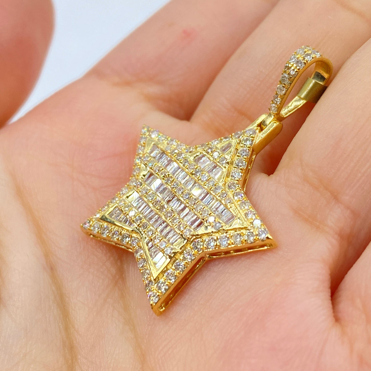 10K Gold Stellaris Star Diamond Baguette Pendant - additional product view 4
