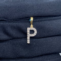 14K Gold Single Stone Initial P Diamond Pendant, Small - close-up product photo