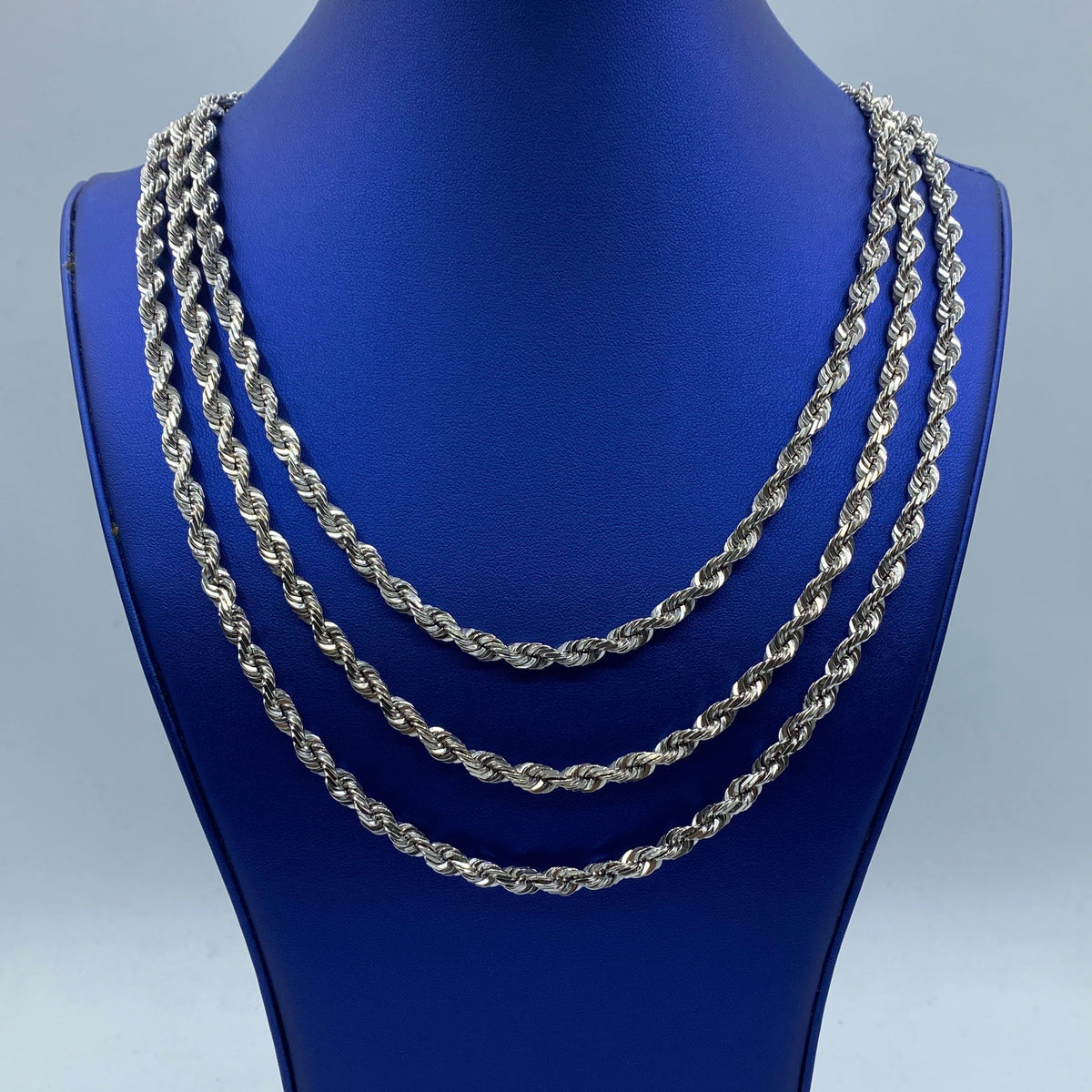 Rope Chain Necklace Real 10K White Gold Full Collection, 5.8mm - close-up product photo
