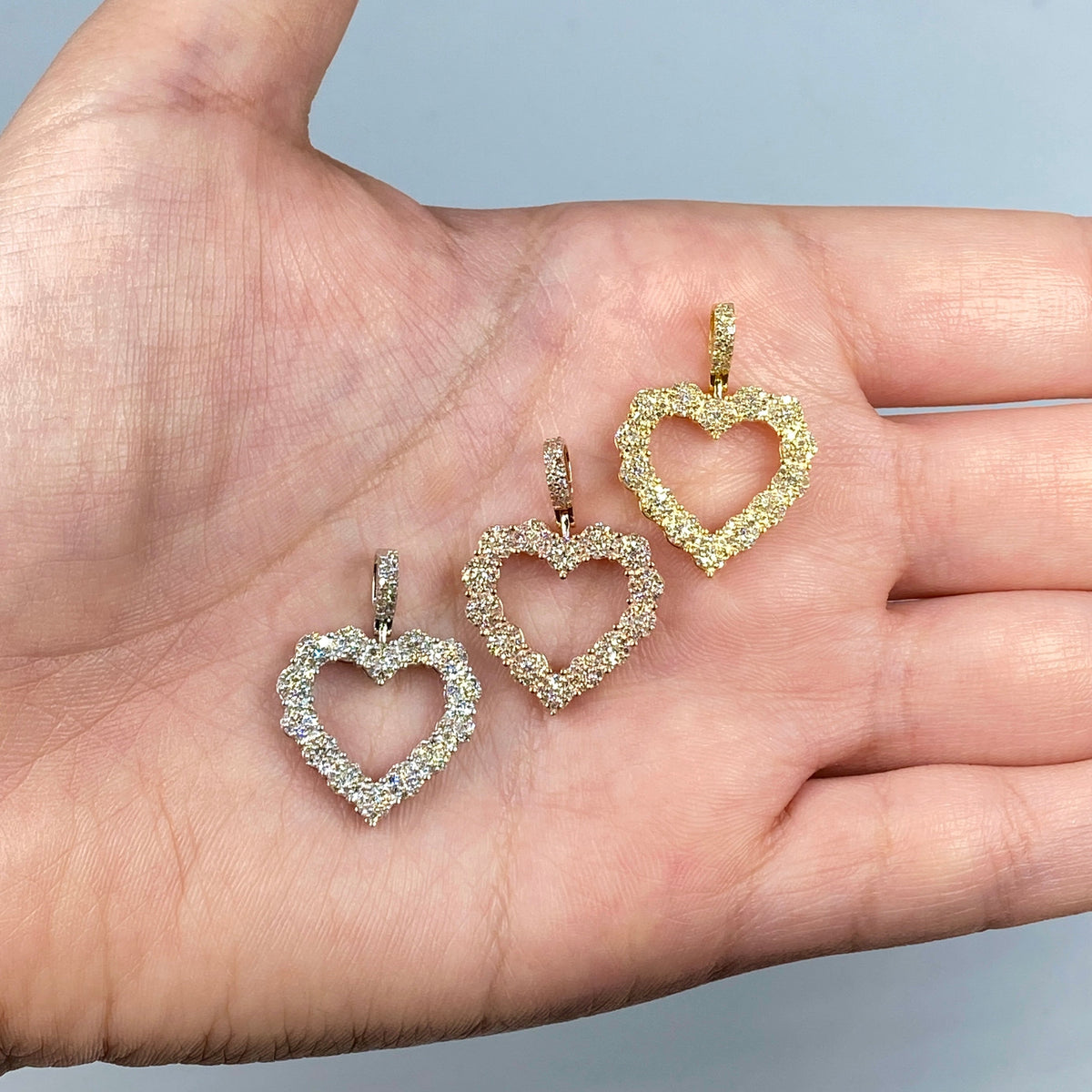 10K Gold/14K Open Heart Diamond Pendant - additional product view 2