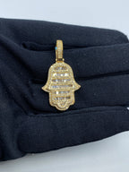14K Gold Hamsa Solid Diamond Baguette Pendant - additional product view 2