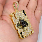 10K Gold Skull Ace of Spades Card Diamond Pendant - additional product view 8
