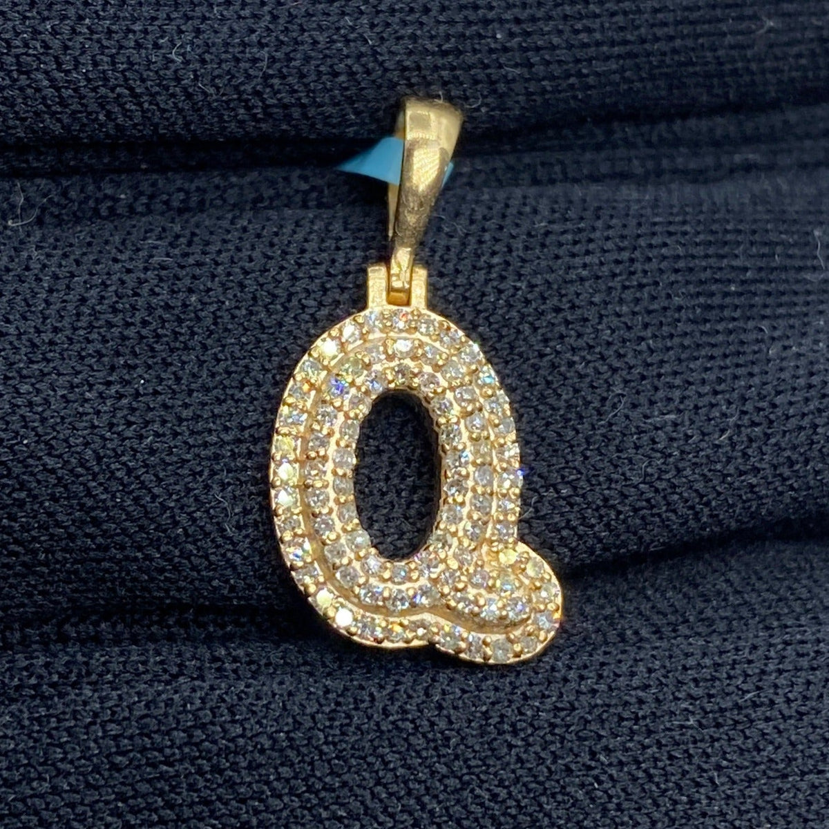 14K Gold Initial Q Bubble Diamond Pendant - additional product view 2