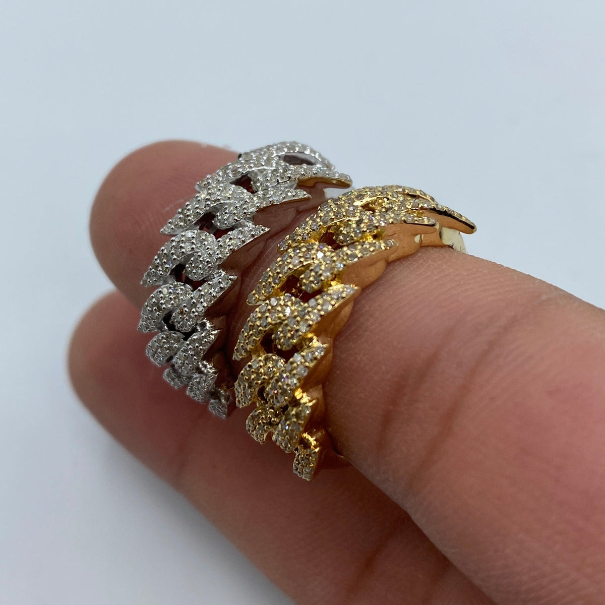 14K Gold 9mm Cuban Thorn Link Diamond Ring - additional product view 5