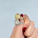 14K Gold Jumbo Square Halo Diamond Baguette Ring - additional product view 3