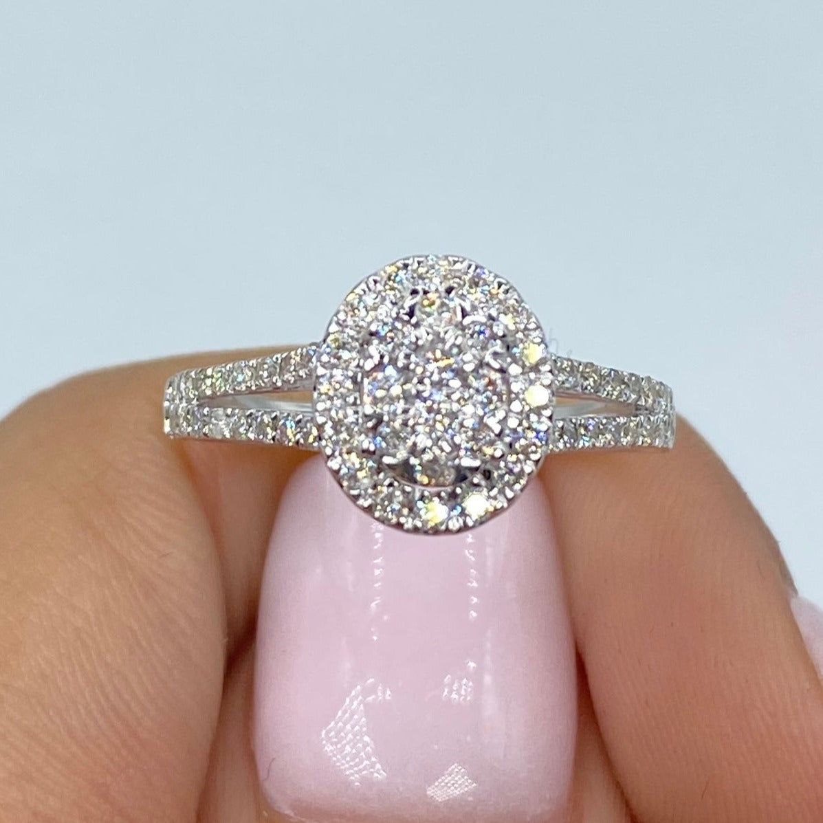 14K Gold Oval Halo Diamond Ring - additional product view 3