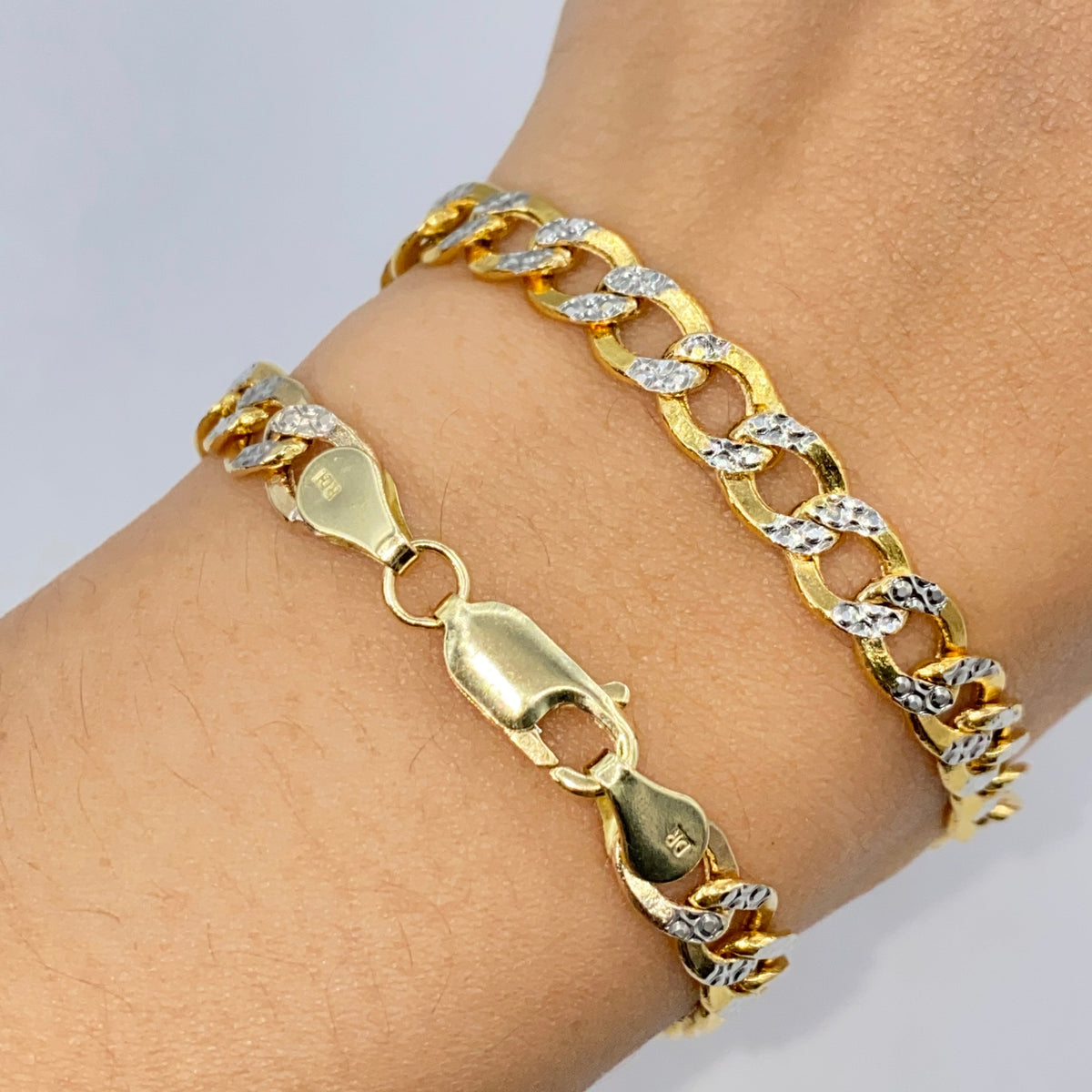 14K Gold Two-Tone Flat Cuban Link Bracelet - additional product view 2