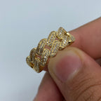 10K/14K Gold 9mm Rounded Cuban Link Diamond Baguette Ring in yellow gold, 10K - close-up product photo