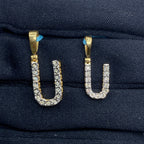 14K Gold Single Stone Initial U Diamond Pendant - main product photo