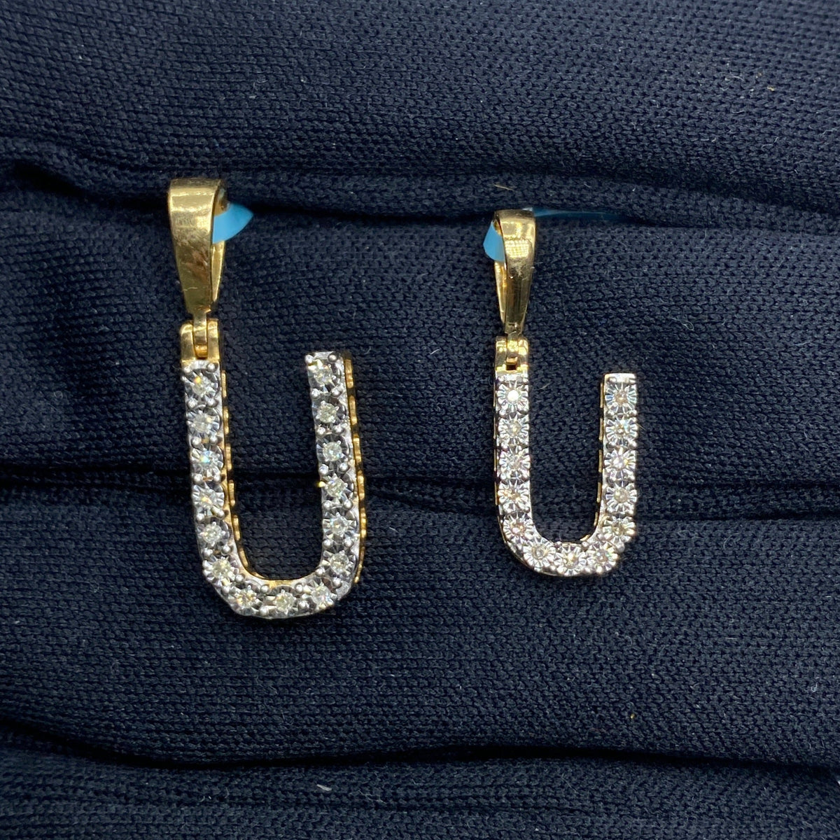 14K Gold Single Stone Initial U Diamond Pendant - main product photo
