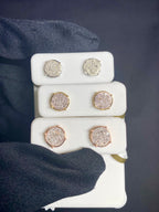 10K Gold Circle Castle Diamond Earrings - additional product view 3