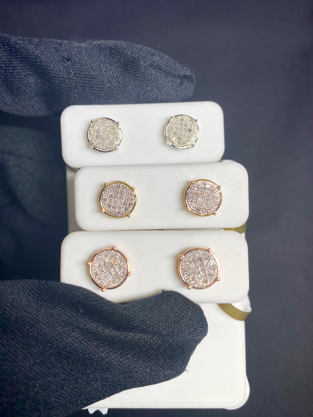 10K Gold Circle Castle Diamond Earrings - additional product view 3