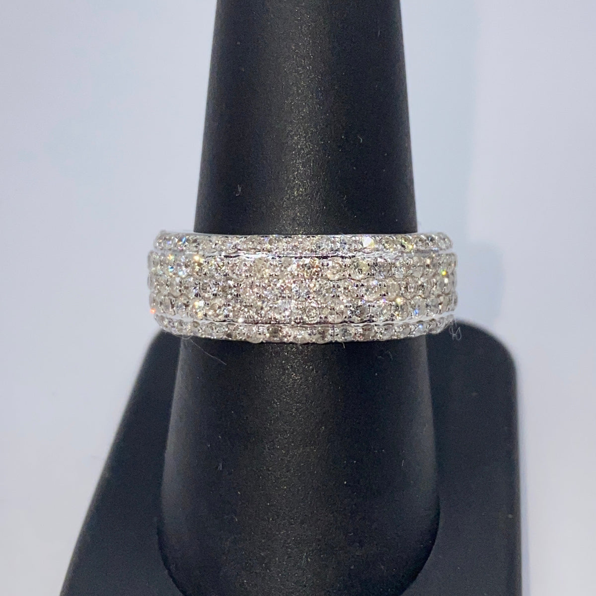14K Gold 7.4mm Iced Stack Diamond Ring Band - additional product view 6