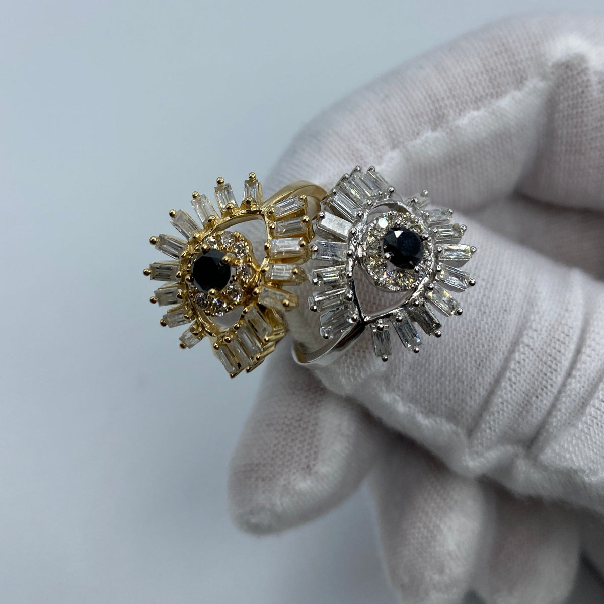 14K Gold Lady Evil Eye Baguette Diamond Ring - additional product view 5