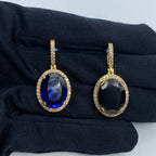 14K Gold Color Stone Diamond Halo Pendant - main product photo