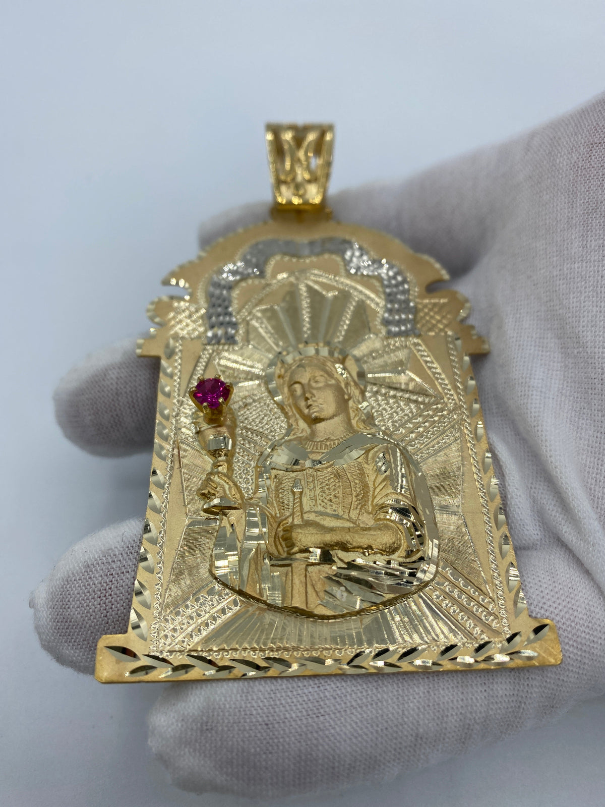 10K Gold Saint Barbara Pendant - 4.25 in - additional product view 6