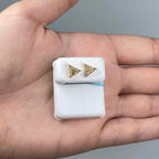 14K Gold Triangle Diamond Baguette Earrings in yellow gold - close-up product photo