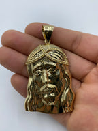14K Gold Jesus Head Pendant 2.75 in - additional product view 6