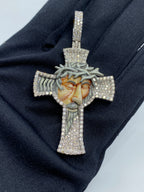 10K Gold Jesus Cross Enamel Diamond Pendant 3.7 Ct - additional product view 2