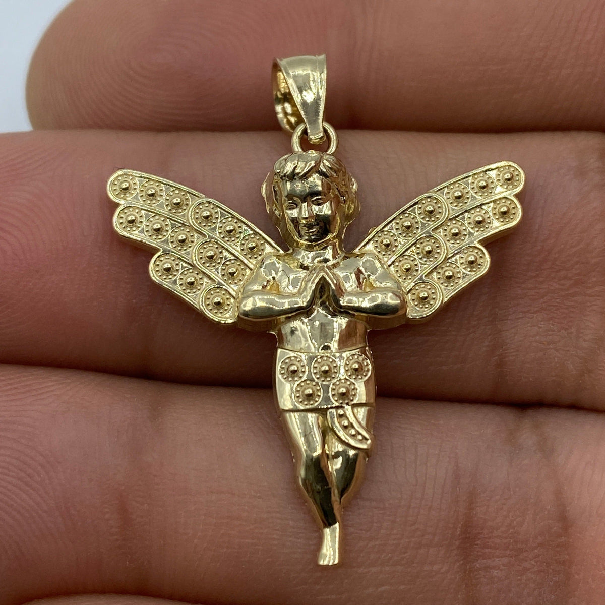 14K Gold Baby Angel Pendant 1.25 in - additional product view 8